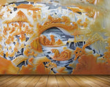Avikalp MWZ0278 Orange White Bridge Horses Trees Boats 3D HD Wallpaper