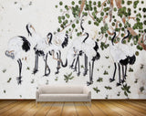 Avikalp MWZ0279 Black White Swans Leaves Tree HD Wallpaper