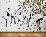 Avikalp MWZ0279 Black White Swans Leaves Tree 3D HD Wallpaper