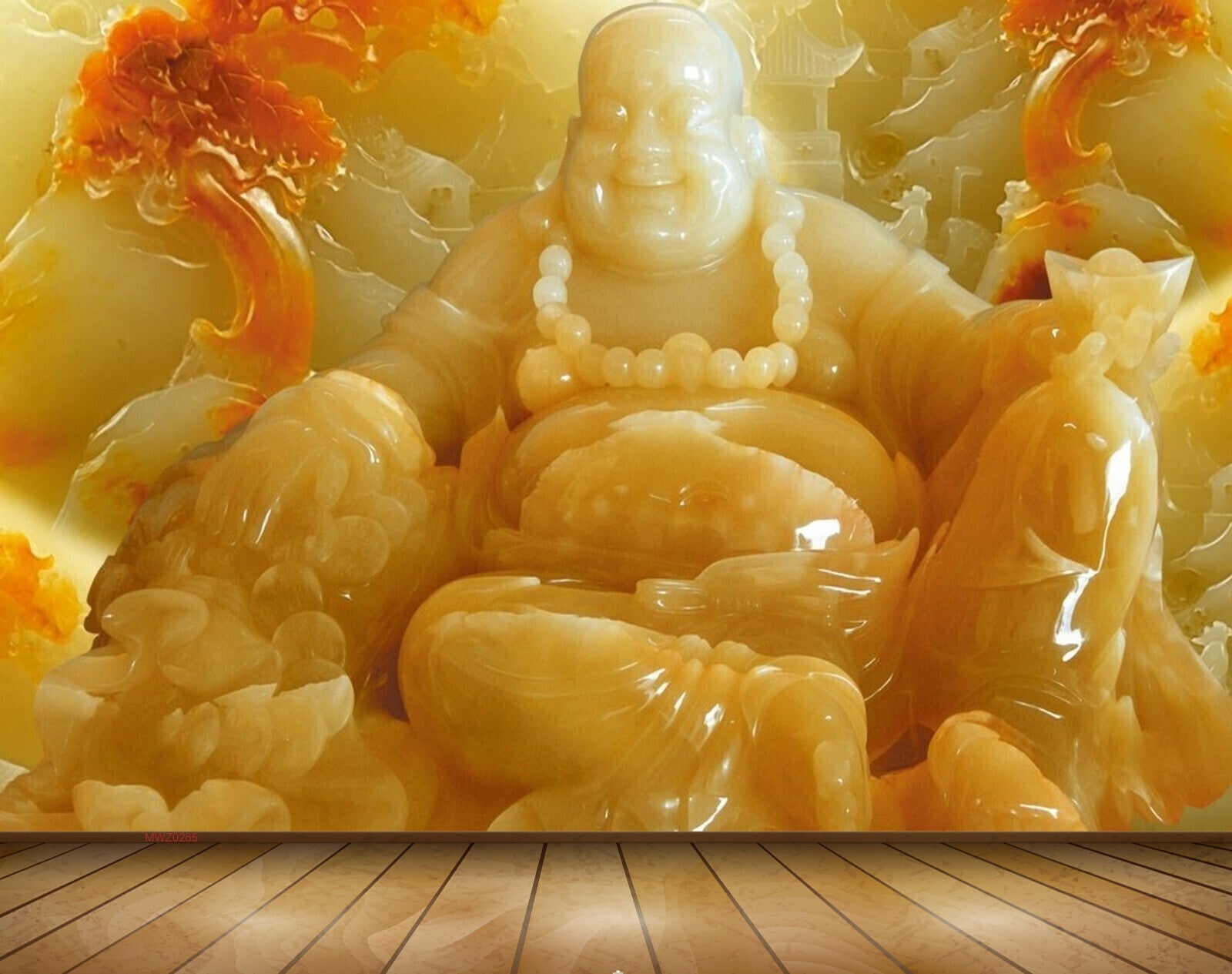 Avikalp MWZ0285 Orange Yellow Laughingbudha 3D HD Wallpaper