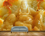 Avikalp MWZ0285 Orange Yellow Laughingbudha 3D HD Wallpaper