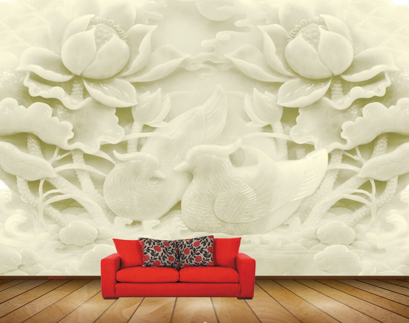 Avikalp MWZ0287 White Flowers Birds Plants Stones HD Wallpaper