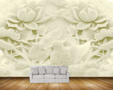 Avikalp MWZ0287 White Flowers Birds Plants Stones 3D HD Wallpaper