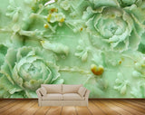 Avikalp MWZ0289 Green White FLowers Birds 3D HD Wallpaper
