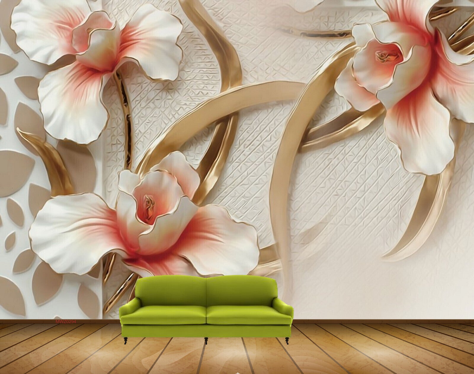 Avikalp MWZ0294 White Red Flowers 3D HD Wallpaper