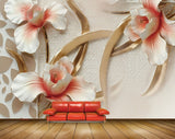 Avikalp MWZ0294 White Red Flowers 3D HD Wallpaper