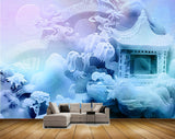 Avikalp MWZ0295 Blue White House Moon Plants HD Wallpaper