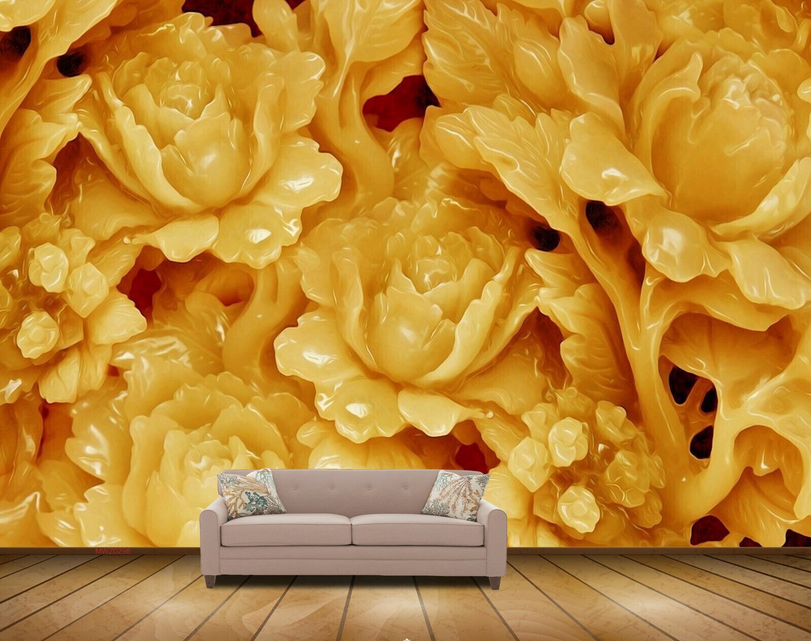 Avikalp MWZ0298 Orange Flowers 3D HD Wallpaper