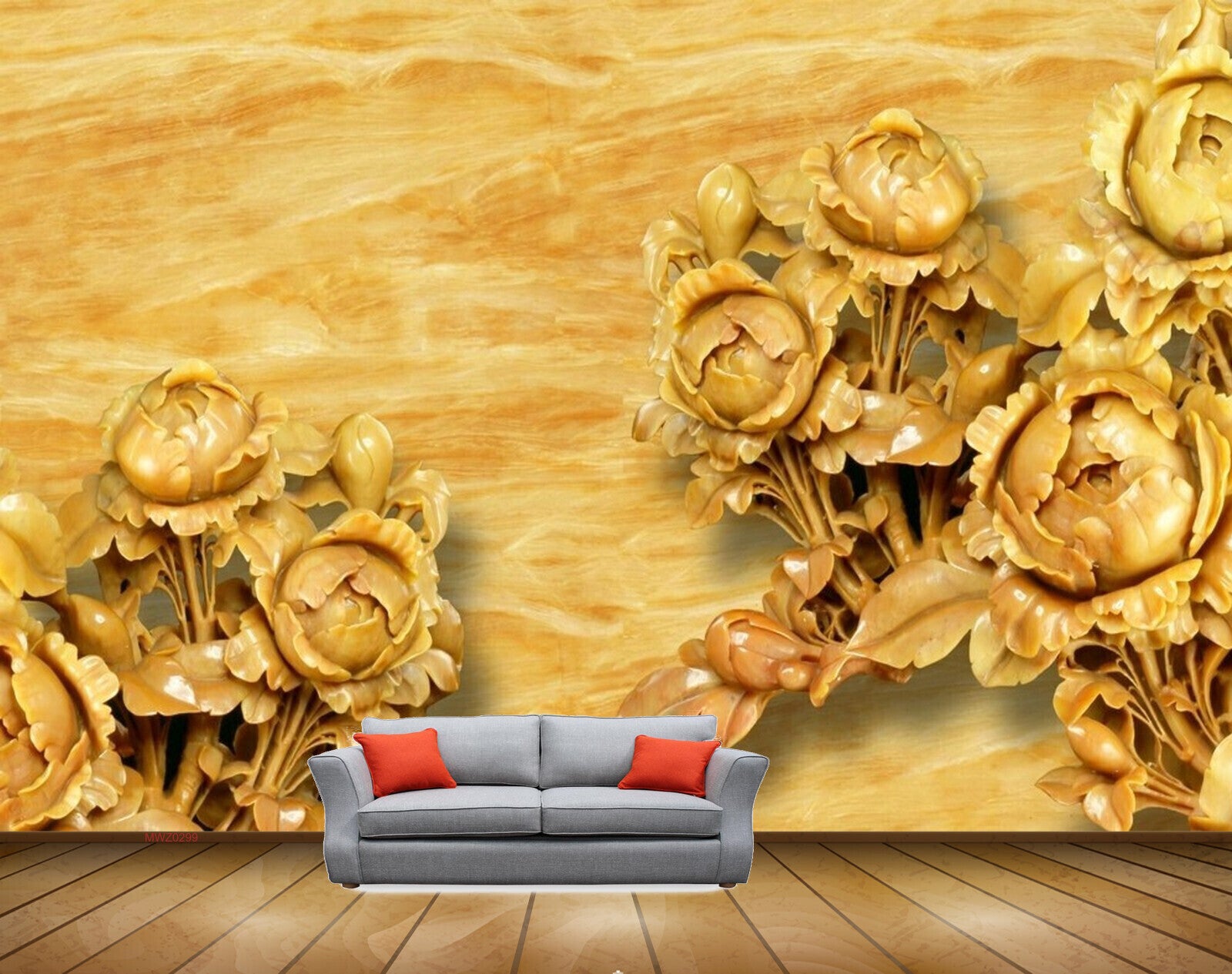 Avikalp MWZ0299 Yellow Orange Flowers 3D HD Wallpaper