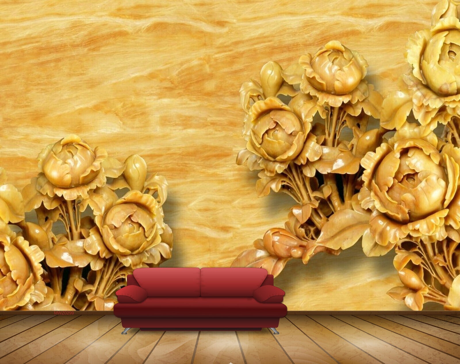 Avikalp MWZ0299 Yellow Orange Flowers 3D HD Wallpaper