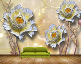 Avikalp MWZ0304 White Yellow Flowers 3D HD Wallpaper