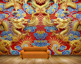 Avikalp MWZ0307 Golden Snakes Blue Yellow Flowers HD Wallpaper