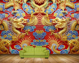 Avikalp MWZ0307 Golden Snakes Blue Yellow Flowers 3D HD Wallpaper