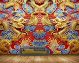 Avikalp MWZ0307 Golden Snakes Blue Yellow Flowers 3D HD Wallpaper