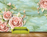 Avikalp MWZ0309 Pink Flowers Leaves 3D HD Wallpaper