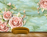 Avikalp MWZ0309 Pink Flowers Leaves 3D HD Wallpaper