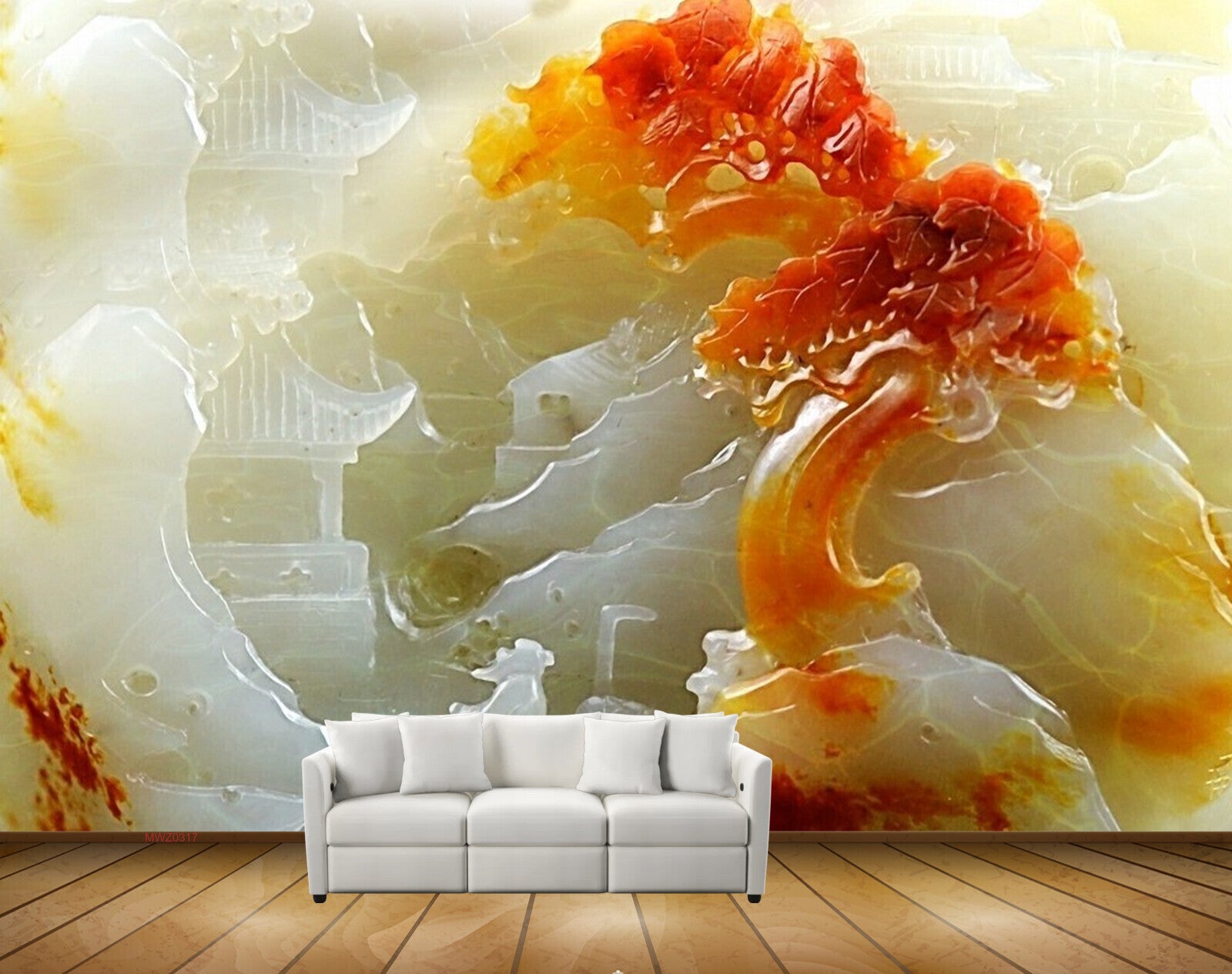 Avikalp MWZ0317 Orange White Flowers House 3D HD Wallpaper