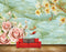 Avikalp MWZ0321 Peach Yellow Flowers Fishes HD Wallpaper