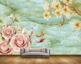Avikalp MWZ0321 Peach Yellow Flowers Fishes 3D HD Wallpaper
