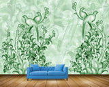 Avikalp MWZ0322 Green Birds Flowers HD Wallpaper