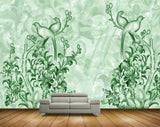 Avikalp MWZ0322 Green Birds Flowers 3D HD Wallpaper