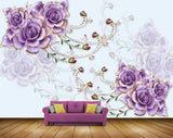 Avikalp MWZ0326 Purple White Flowers 3D HD Wallpaper