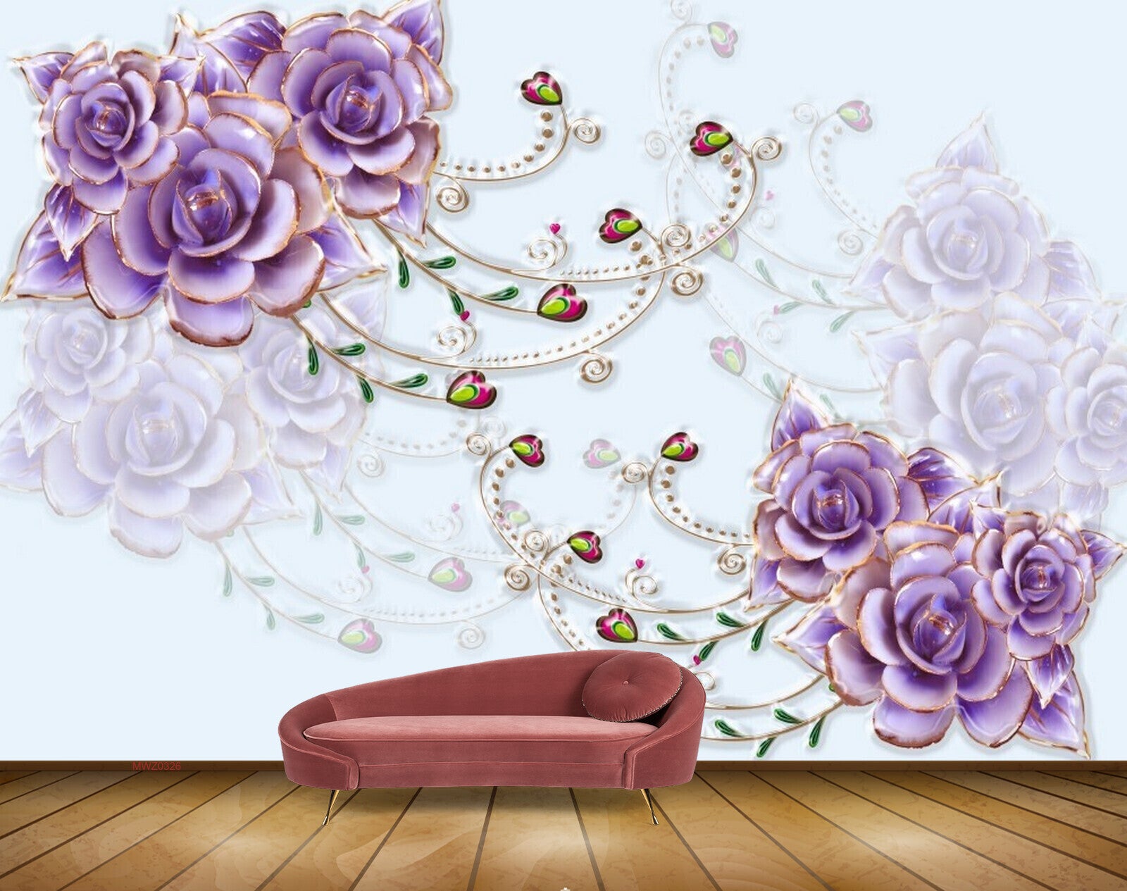 Avikalp MWZ0326 Purple White Flowers 3D HD Wallpaper