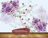 Avikalp MWZ0326 Purple White Flowers 3D HD Wallpaper