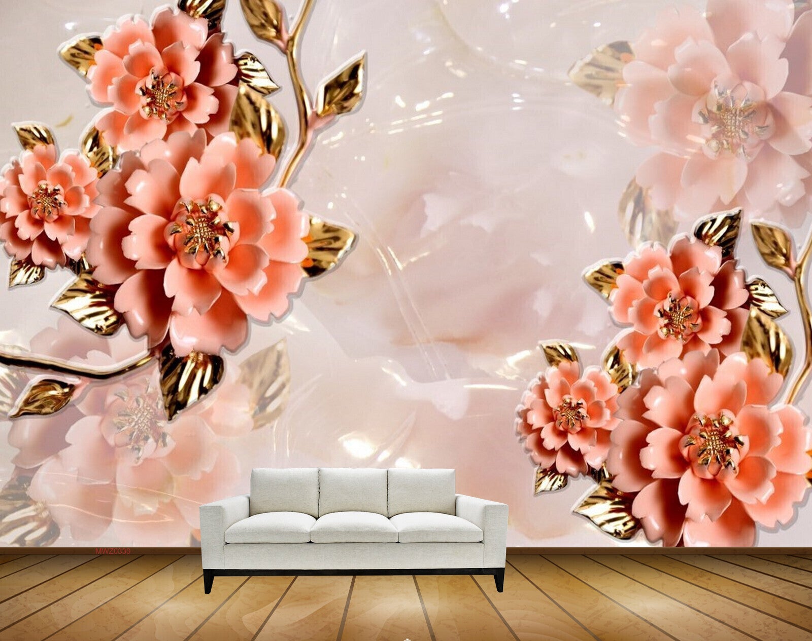 Avikalp MWZ0330 Pinkish Red Flowers 3D HD Wallpaper
