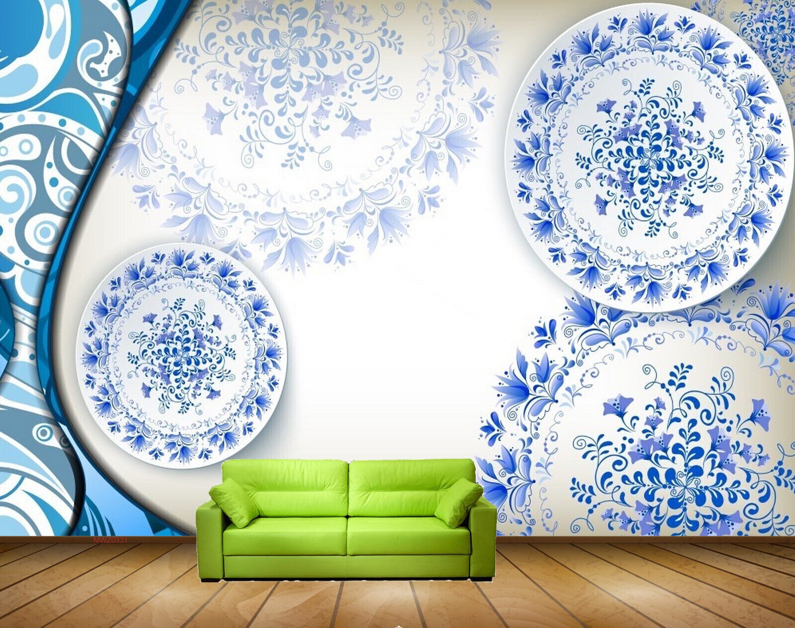 Avikalp MWZ0331 Blue Flowers 3D HD Wallpaper