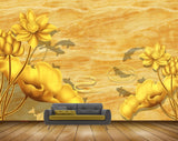 Avikalp MWZ0334 Yellow Flowers River Fishes 3D HD Wallpaper