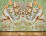 Avikalp MWZ0340 White Birds Orange Flowers 3D HD Wallpaper
