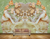 Avikalp MWZ0340 White Birds Orange Flowers 3D HD Wallpaper