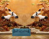 Avikalp MWZ0346 White Black Swans Stones Fishes 3D HD Wallpaper
