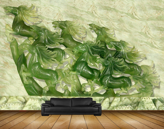 Avikalp MWZ0351 Green Horses HD Wallpaper