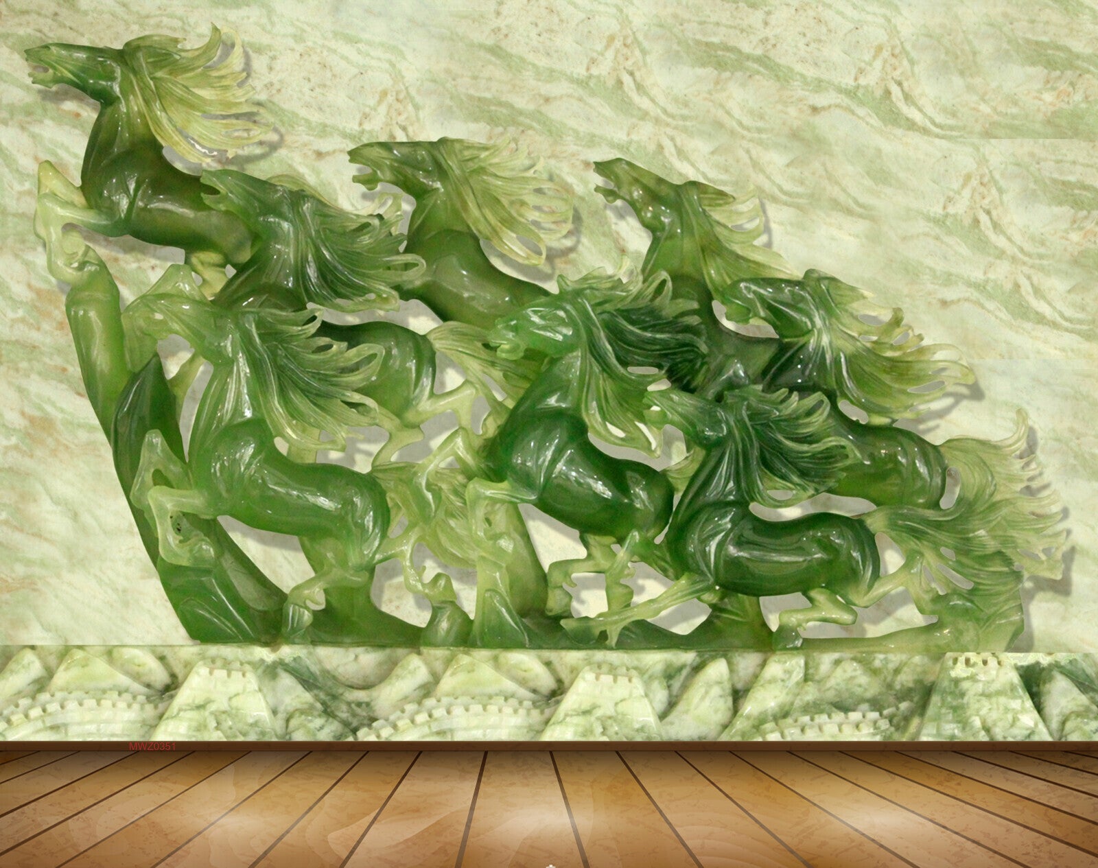 Avikalp MWZ0351 Green Horses 3D HD Wallpaper