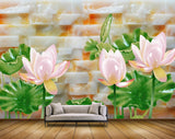 Avikalp MWZ0353 Pink White Lotus Flowers Leaves HD Wallpaper