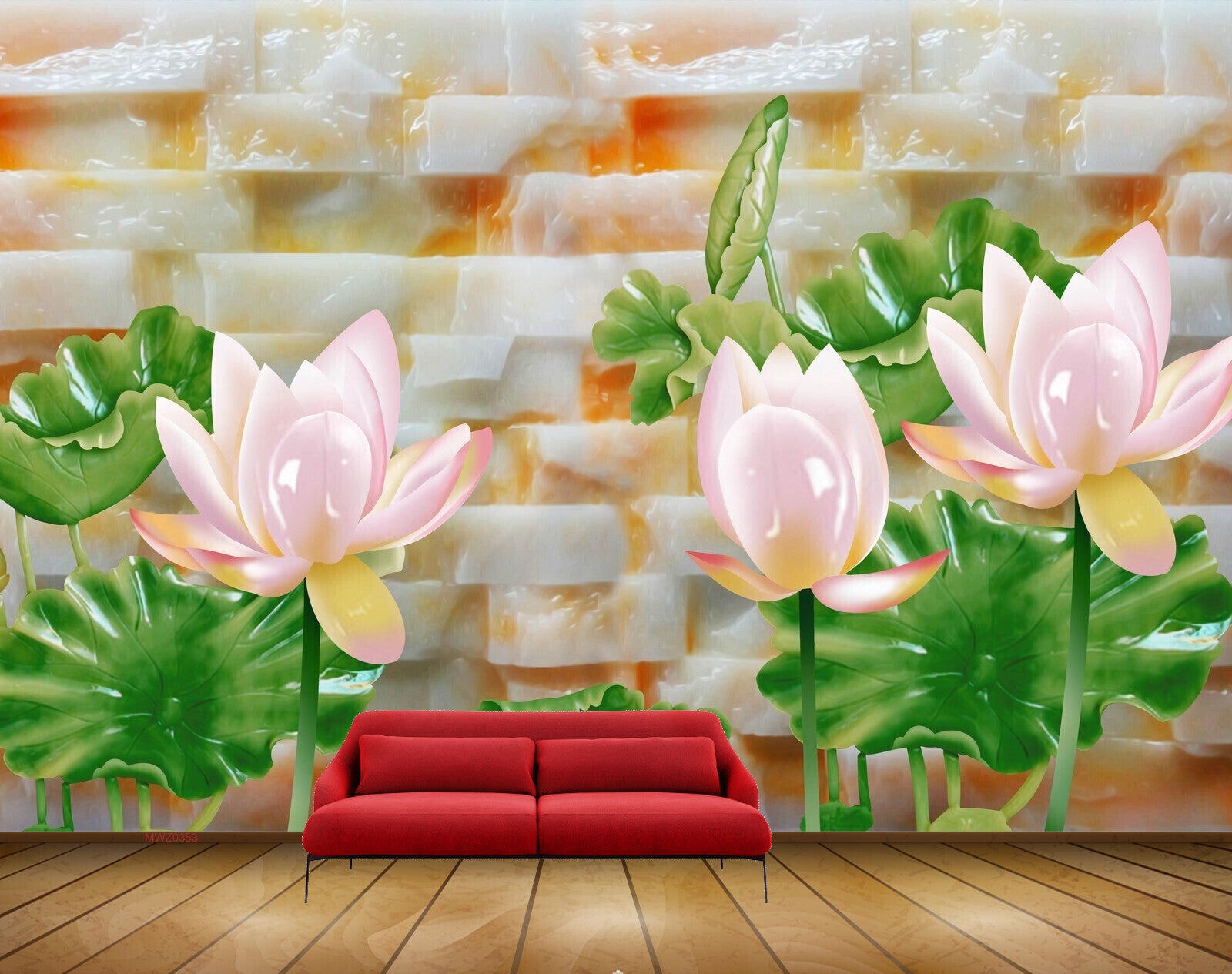 Avikalp MWZ0353 Pink White Lotus Flowers Leaves 3D HD Wallpaper