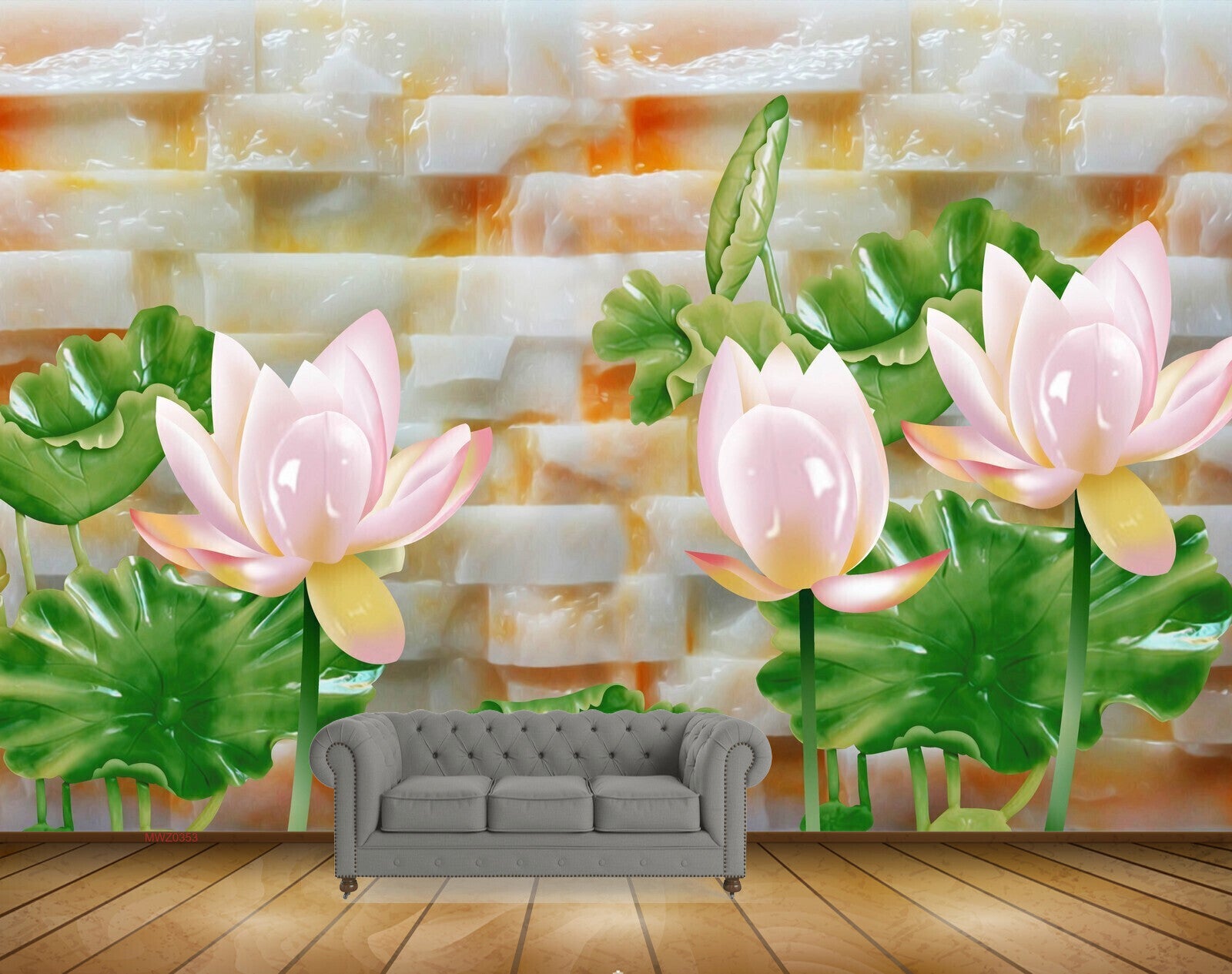 Avikalp MWZ0353 Pink White Lotus Flowers Leaves 3D HD Wallpaper