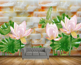 Avikalp MWZ0353 Pink White Lotus Flowers Leaves 3D HD Wallpaper