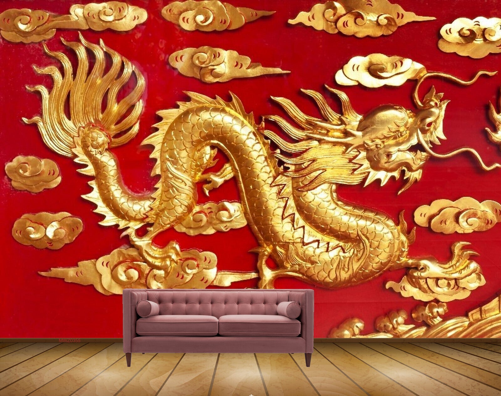 Avikalp MWZ0355 Gold Snake Flowers 3D HD Wallpaper
