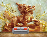 Avikalp MWZ0359 Reddish Lion Yellow Flowers Leaves 3D HD Wallpaper