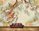 Avikalp MWZ0363 Tigers Fishes Branches Flowers Leaves 3D HD Wallpaper