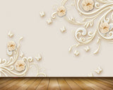 Avikalp MWZ0364 White Butterflies Branches Leaves 3D HD Wallpaper
