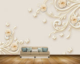 Avikalp MWZ0364 White Butterflies Branches Leaves 3D HD Wallpaper