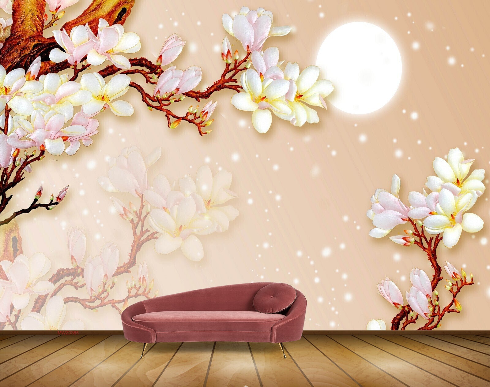 Avikalp MWZ0365 White Flowers Sun 3D HD Wallpaper