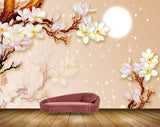 Avikalp MWZ0365 White Flowers Sun 3D HD Wallpaper