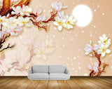 Avikalp MWZ0365 White Flowers Sun 3D HD Wallpaper