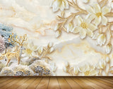 Avikalp MWZ0366 Deer White Yellow Flowers 3D HD Wallpaper