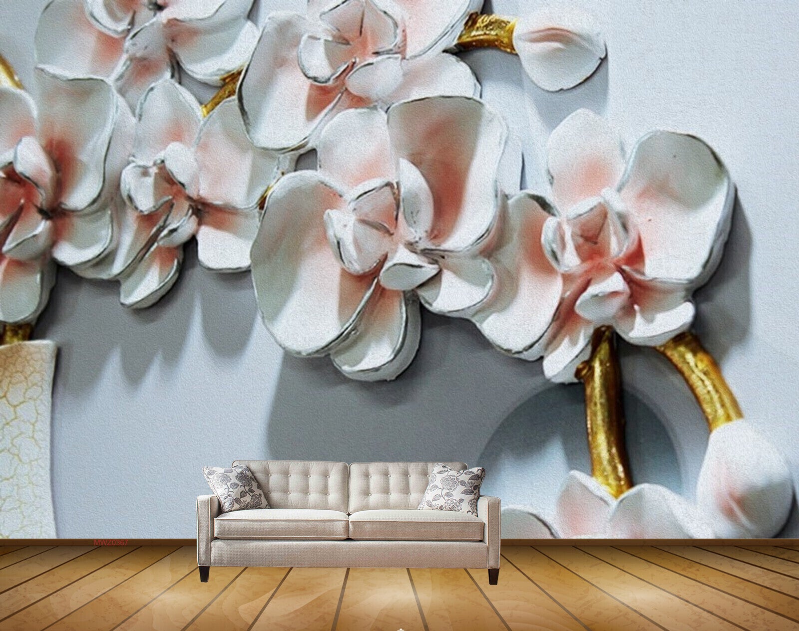 Avikalp MWZ0367 White Pink Flowers 3D HD Wallpaper